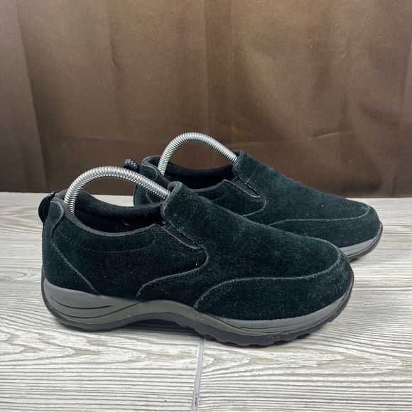 L.L. Bean Black Suede Moc Slip-On Comfort Shoe Womens 9 - Picture 1 of 8